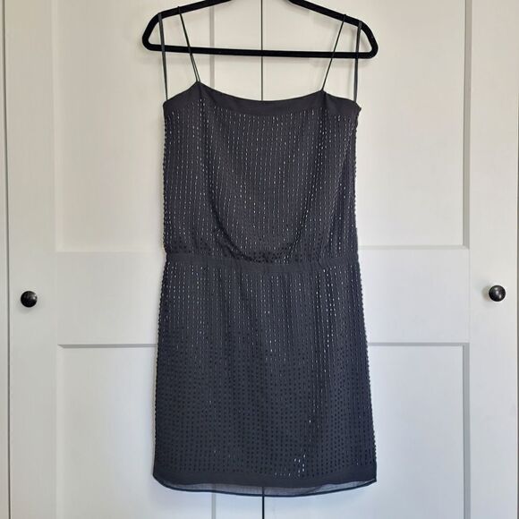 Ann Taylor spaghetti strap beaded black dress - Picture 7 of 12